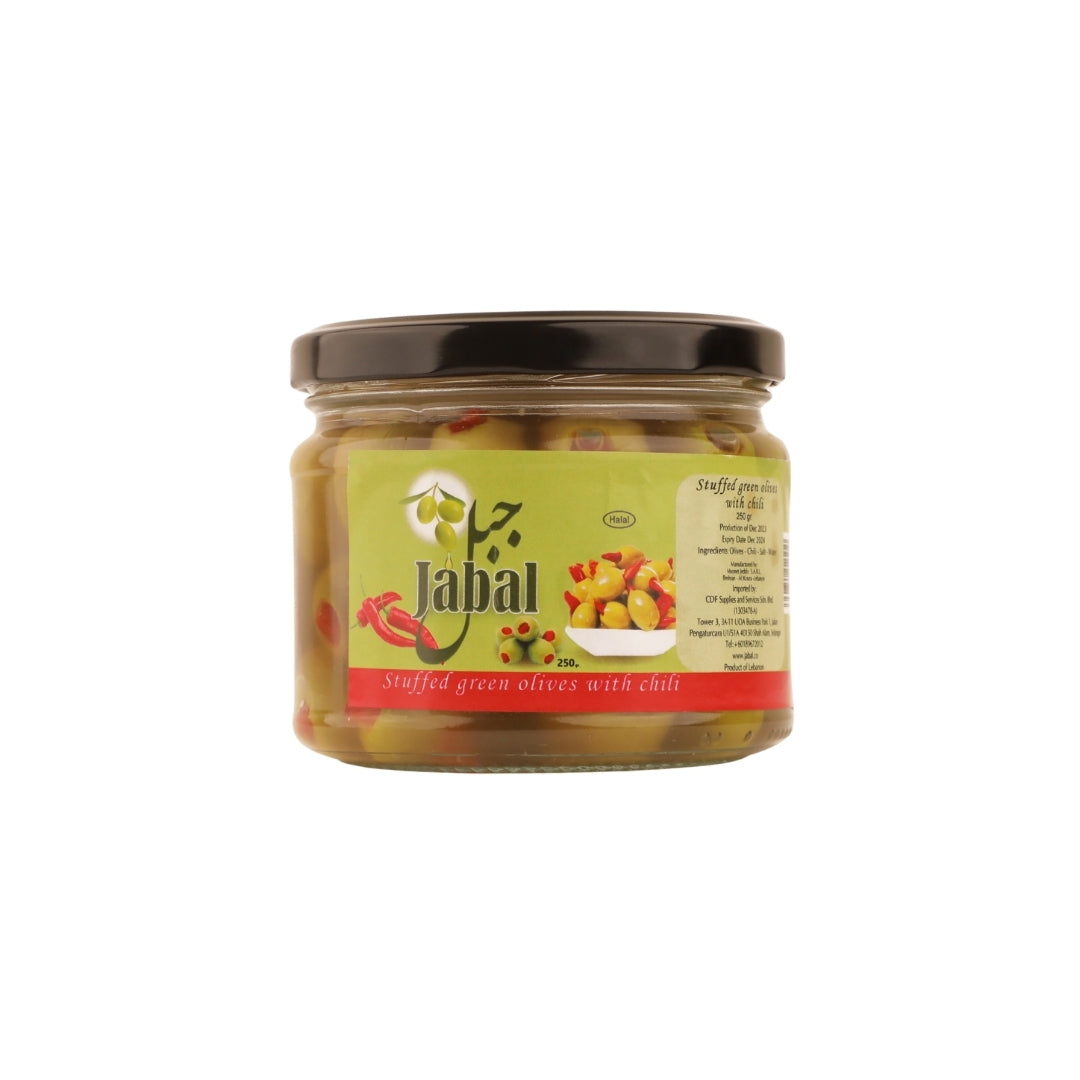 Jabal stuffed green olives with Chili