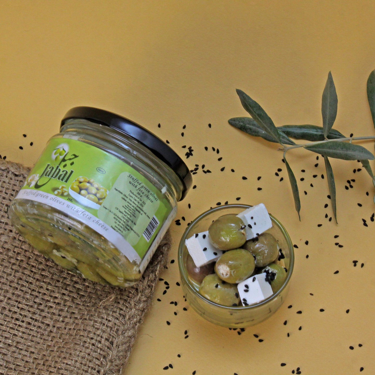 Jabal stuffed green olives with Feta cheese
